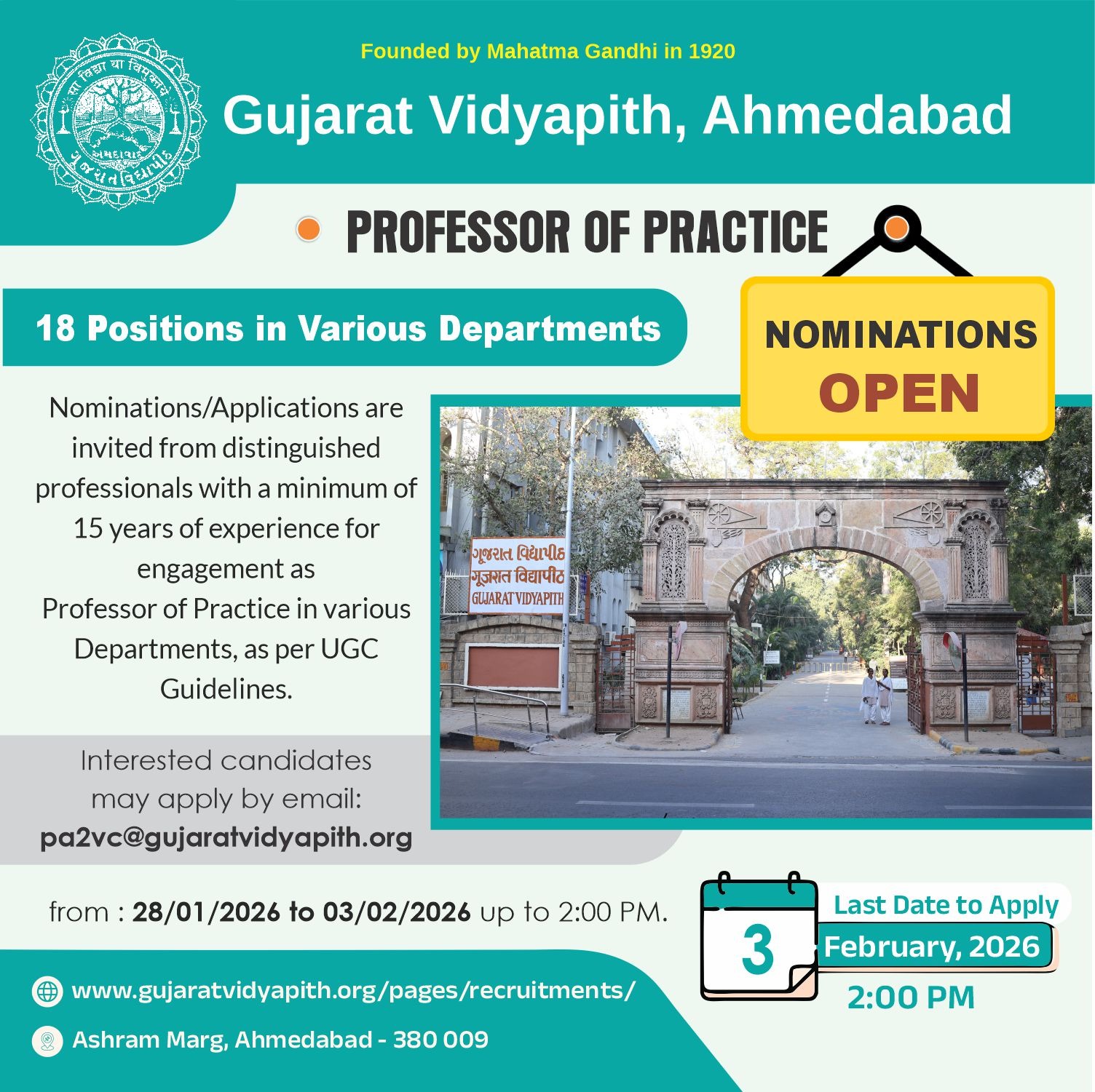 Prospectus for Invitation and Appointment of Professors of Practice (PoP)